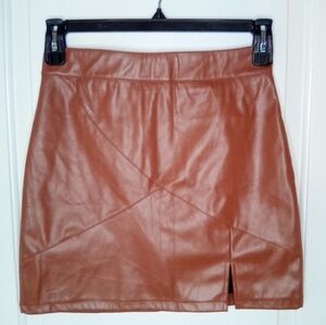 Faux Leather Skirt For Women, High Waisted Bodycon Pencil Mini Skirt With Shorts